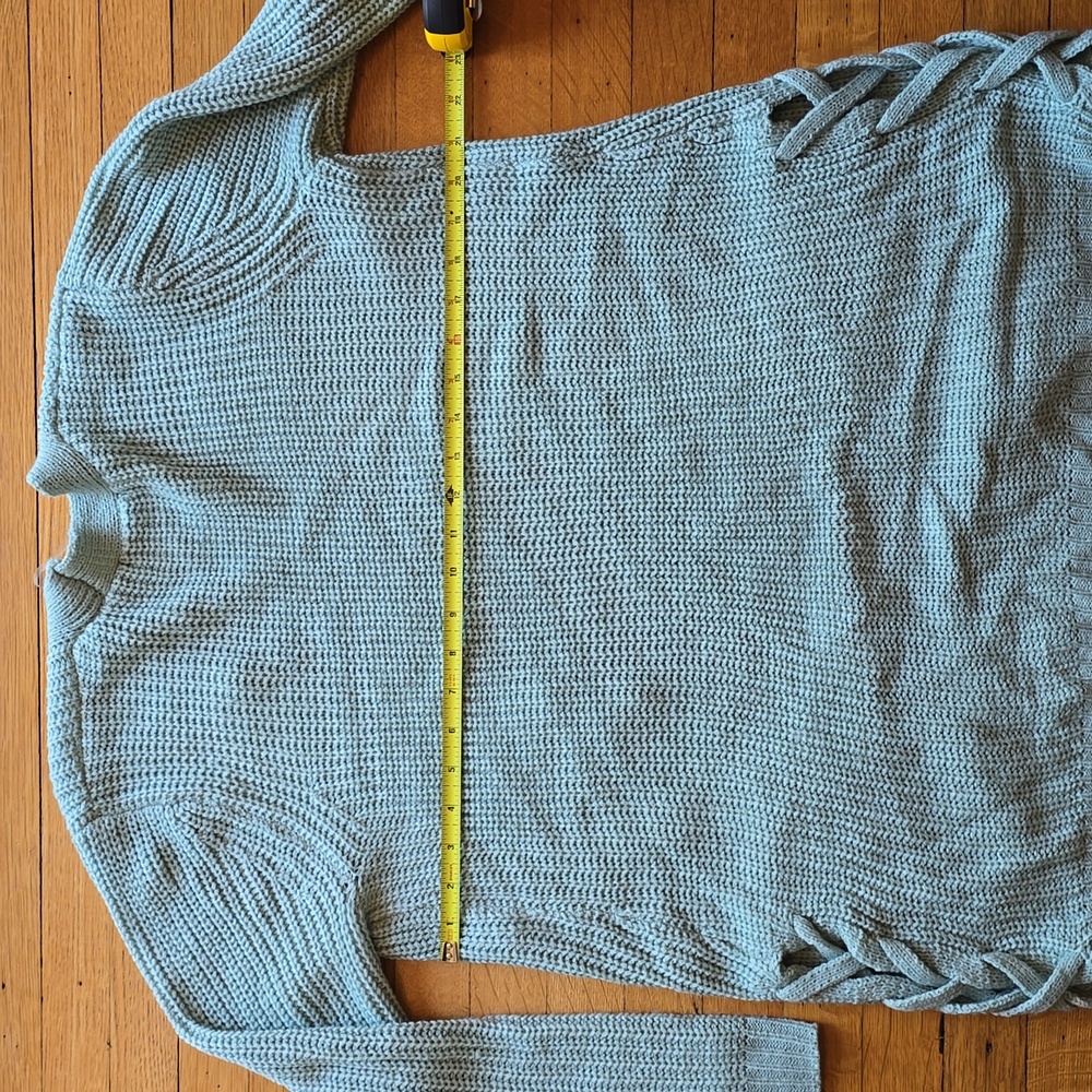 LOVE ELLIE Audra Side Lace Up Detail Textured Cardigan, Sage Green, Women's L - Picture 9 of 12